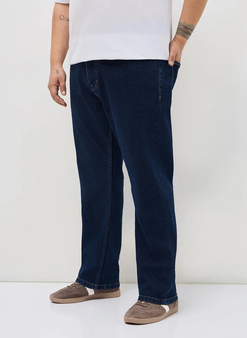 Urbano Fashion  Urbano Plus Men's Blue Straight Fit Heavy Washed Denim Jeans Stretchable for Men | Best Price UAE